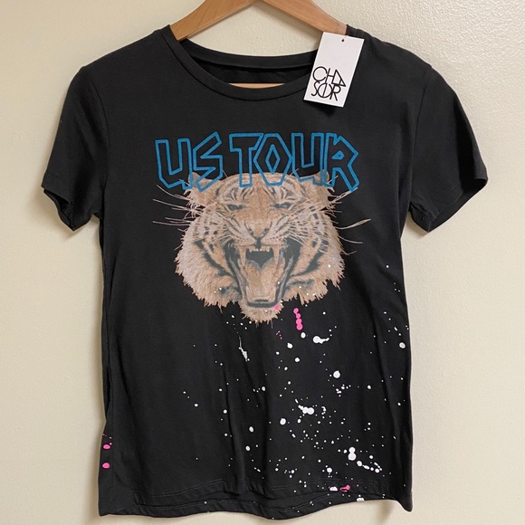 New Chaser Tiger US Tour Vintage Black Graphic Tee - Picture 2 of 10